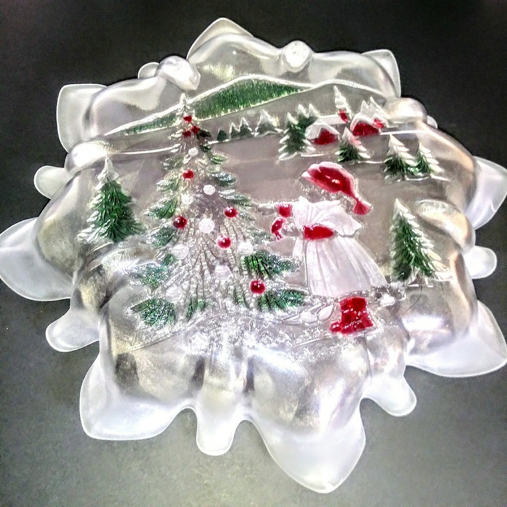 MIKASA FUSED GLASS DECORATIVE CHRISTMAS PLATE. - Picture 5 of 6